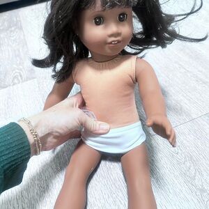American Girl Doll with Black Hair and White Undergarments